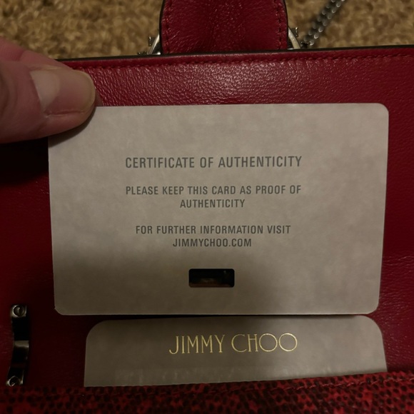 NWT Authentic Jimmy Choo Paris Crystal-Embellished Lizard-Print Red purse bag - Picture 5 of 11